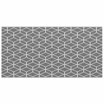 Vidaxl Zunanji preproga Geometrični ARAKIL Siva in bela 500 x 250 cm