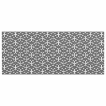 Vidaxl Zunanji preproga Geometrični ARAKIL Siva in bela 600 x 250 cm