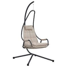 Vidaxl Viseči stol v obliki jajca Taupe 94 x 107 x 196,5 cm Jeklo