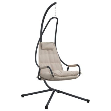 Vidaxl Viseči stol v obliki jajca Taupe 94 x 107 x 196.5 cm Jeklo