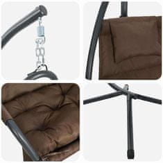 Vidaxl Viseči stol v obliki jajca Kavna 94 x 107 x 196.5 cm Jeklo