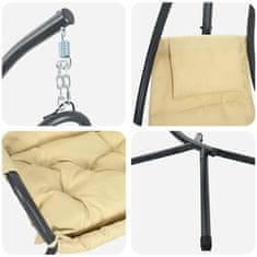 Vidaxl Viseči stol v obliki jajca Bež 94 x 107 x 196.5 cm Jeklo