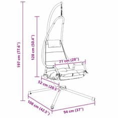 Vidaxl Viseči stol v obliki jajca Antracit 94 x 107 x 196.5 cm Jeklo