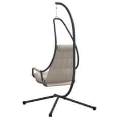 Vidaxl Viseči stol v obliki jajca Taupe 94 x 107 x 196.5 cm Jeklo