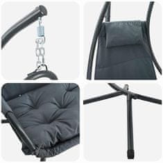 Vidaxl Viseči stol v obliki jajca Antracit 94 x 107 x 196.5 cm Jeklo
