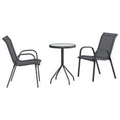 Vidaxl 3-delni bistro set za vrt antracit tekstilen in jeklo