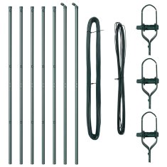 Vidaxl Ograjni stebri 7 pcs Zelena Ø32mm 150 cm Pocinkano jeklo
