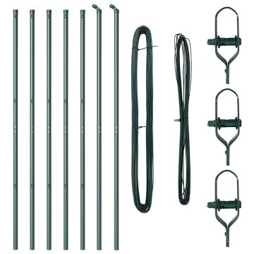 Vidaxl Ograjni stebri 7 pcs Zelena Ø32mm 210 cm Pocinkano jeklo