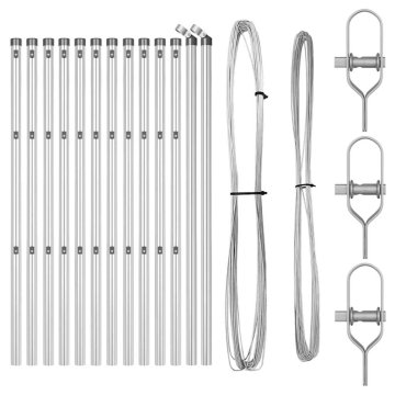 Vidaxl Ograjni stebri 13 pcs srebrna Ø32mm 120 cm Pocinkano jeklo