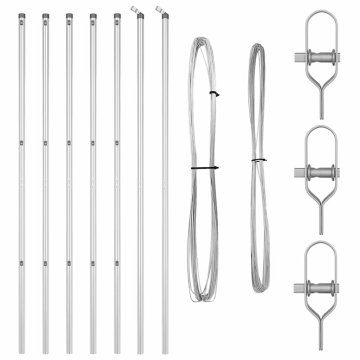 Vidaxl Ograjni stebri 7 pcs srebrna Ø32mm 170 cm Pocinkano jeklo