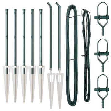 Vidaxl Ograjni stebri 7 pcs Zelena Ø32mm 60 cm Pocinkano jeklo