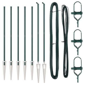 Vidaxl Ograjni stebri 7 pcs Zelena Ø32mm 170 cm Pocinkano jeklo