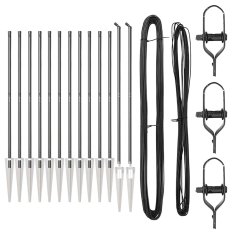 Vidaxl Komplet ograjnih stebrov 13 pcs Siva Ø32mm 140 cm Metal