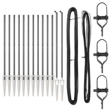 Vidaxl Ograjni stebri 13 pcs Siva Ø32mm 140 cm Pocinkano jeklo