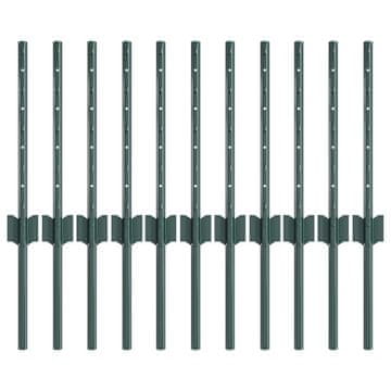 Vidaxl Ograjni stebri 11 pcs Zelena 40 cm Jeklo