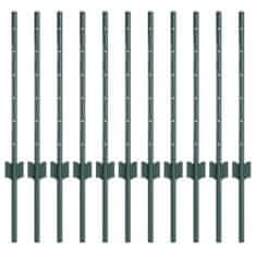 Vidaxl Ograjni stebri 11 pcs Zelena 60 cm Jeklo