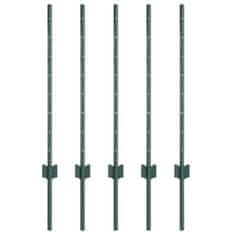 Vidaxl Ograjni stebri 5 pcs Zelena 80 cm Jeklo