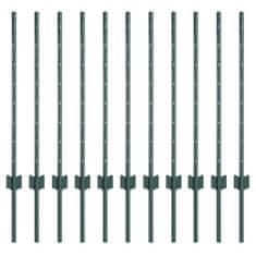 Vidaxl Ograjni stebri 11 pcs Zelena 80 cm Jeklo