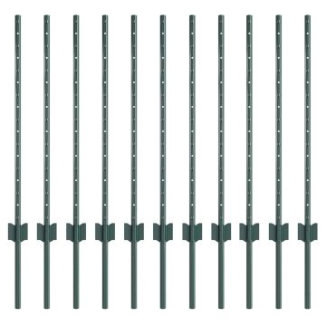 Vidaxl Ograjni stebri 11 pcs Zelena 80 cm Jeklo
