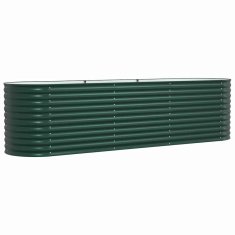Vidaxl Vrtna visoka greda Zelena 320 x 80 x 81 cm Jeklo