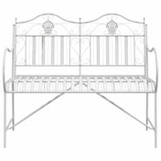 Vidaxl Bela vrtna klop z lamelnim dizajnom, 103,5 CM, jeklo