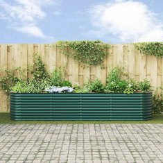 Vidaxl Vrtna visoka greda Zelena 400 x 80 x 81 cm Jeklo