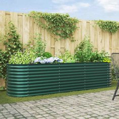 Vidaxl Vrtna visoka greda Zelena 320 x 80 x 81 cm Jeklo