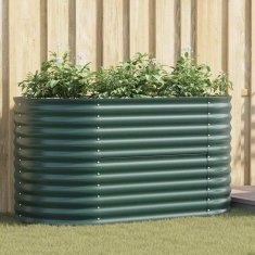 Vidaxl Vrtna visoka greda Zelena 160 x 80 x 81 cm Jeklo