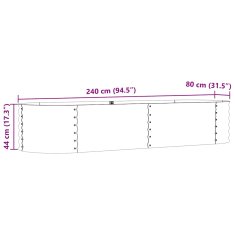 Vidaxl Vrtna visoka greda Zelena 240 x 80 x 44 cm Jeklo