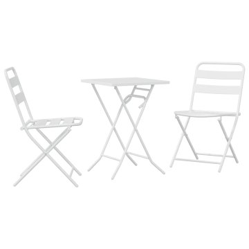 Vidaxl Vrtnik Bistro Set 3 szt. Bela Jeklo
