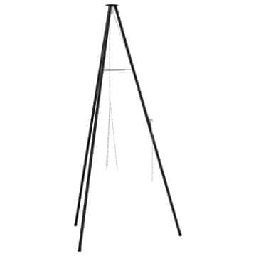 Vidaxl Tripod za taborni ogenj Črna 92 x 92 x 151.5 cm Jeklo