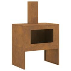 Vidaxl Lopica za ogenj s dimnikom 60x40x96 cm iz vremensko odpornega jekla