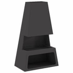 Vidaxl Ognjišče s prostorom za drva Črna 60x35x100 cm Jeklo