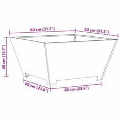 Vidaxl Ognjišče Kvadratno 80x80x40 cm Iz Nerjavečega Jekla