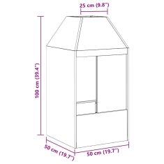 Vidaxl Ognjišče 50x50x100 cm iz vremensko odpornoga jekla
