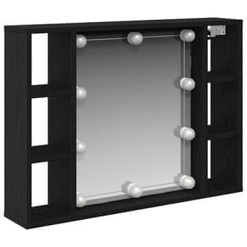 Vidaxl Ogledalna omara Črni hrast 76 x 15 x 55 cm Konstruiran les