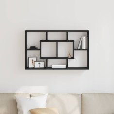 Vidaxl Stenska polica Črni hrast 85 x 16 x 52.5 cm Konstruiran les