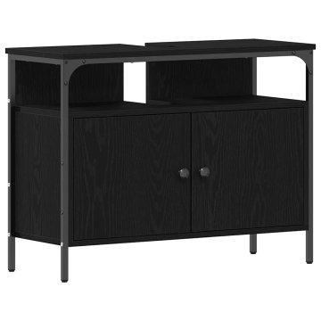 Vidaxl Omarica za kopalniški umivalnik Črni hrast 80 x 30 x 60 cm