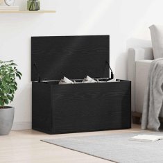 Vidaxl Črno Orehova Shranjevalna Škatla 84x42x46 cm iz Inženirskega Lesa
