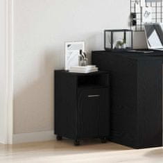 Vidaxl Kolesni stranski kabinet s kolesom Črni hrast 33 x 38 x 60 cm