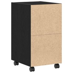 Vidaxl Kolesni stranski kabinet s kolesom Črni hrast 33 x 38 x 60 cm
