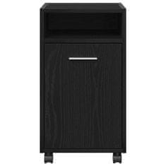 Vidaxl Kolesni stranski kabinet s kolesom Črni hrast 33 x 38 x 60 cm