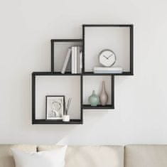 Vidaxl Stenska polica Črna Orehovina 80 x 15 x 78,5 cm Konstruiran les