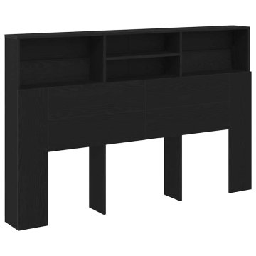 Vidaxl Posteljna glava s polico Črna Orehovina 160 x 19 x 103,5 cm