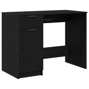Vidaxl Miza s predalom Črni hrast 100 x 50 x 75 cm Konstruiran les