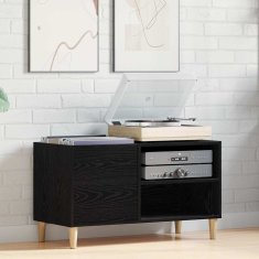 Vidaxl Kabinet za plošče Črne in naravne barve 84,5x38x48 cm Izdelano iz inženirskega lesa