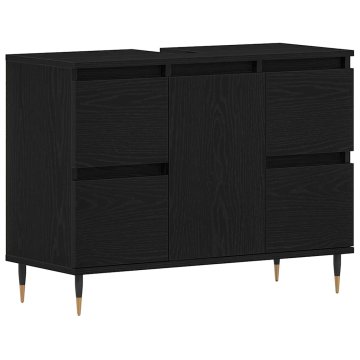 Vidaxl Kopalniška omara za umivalnik Črna Orehovina 80 x 33 x 60 cm