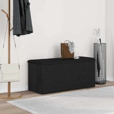 Vidaxl Klop za shranjevanje z blazino Črni hrast 102 x 42 x 45 cm