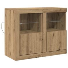 Vidaxl Stranska omara z LED lučmi 2 pcs artisan hrast 41 x 37 x 67 cm
