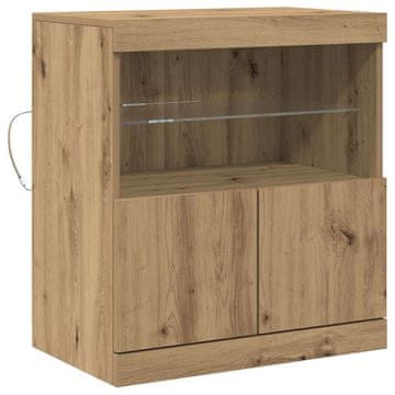Vidaxl LED bočni predalnik Rjava 60,5 x 37 x 67 cm Konstruiran les